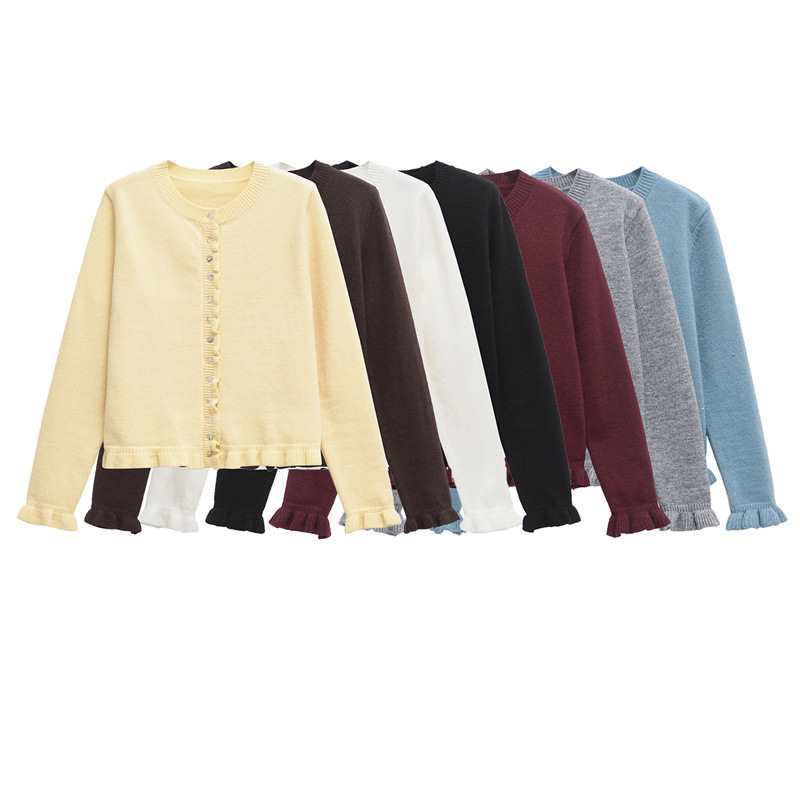 Winter fashion foreign trade new single-breasted round neck knitted coat long sleeve European and American style women's clothing