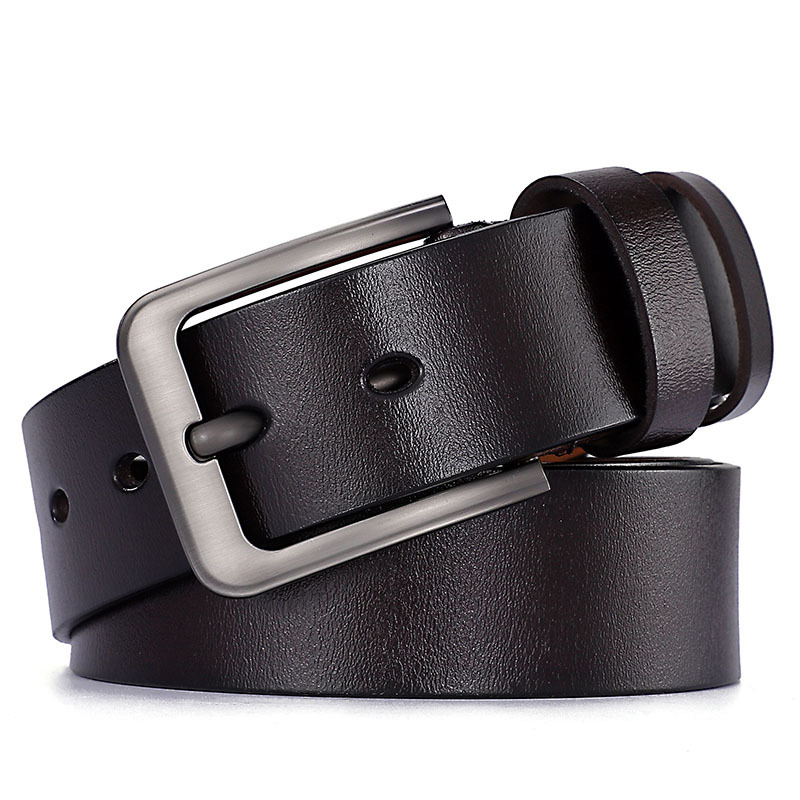 Manufacturer Wholesale Belt Men's Pin Buckle Cowhide Leather Belt Retro Extra Long Large Size 170 Trouser Belt Drop Shipping