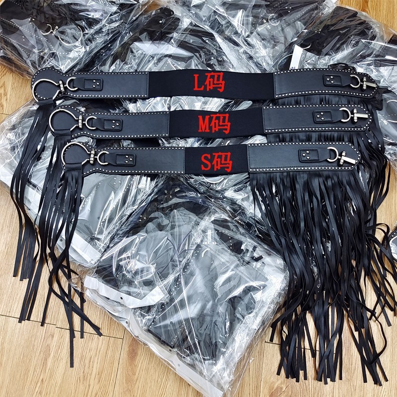 Picture of European and American punk style ultra-long fringed skirt women's waist seal fashion rivet wide belt elastic black buckle accessories