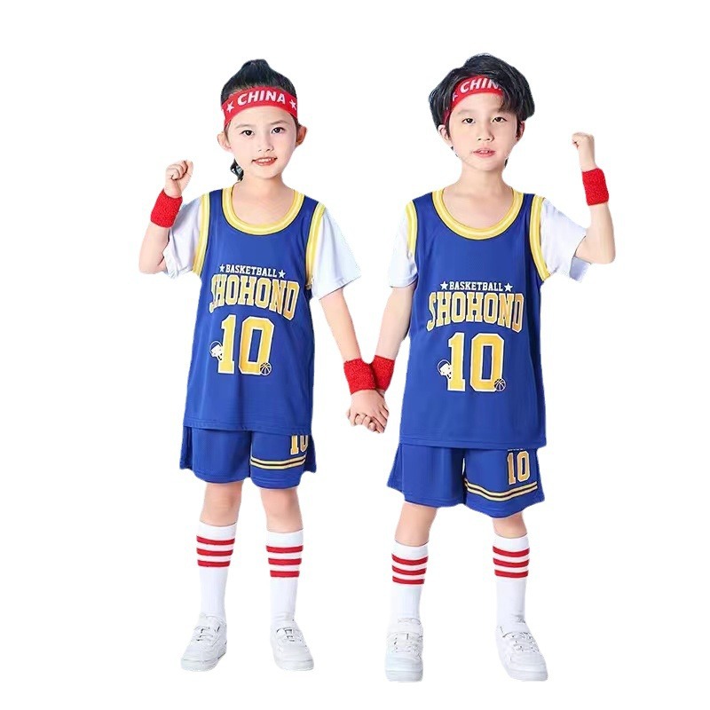 Picture of Children's Basketball Uniform Set for Boys and Girls Quick-Drying Sports Vest Youth Student Short-Sleeved Training Uniform Football Jersey