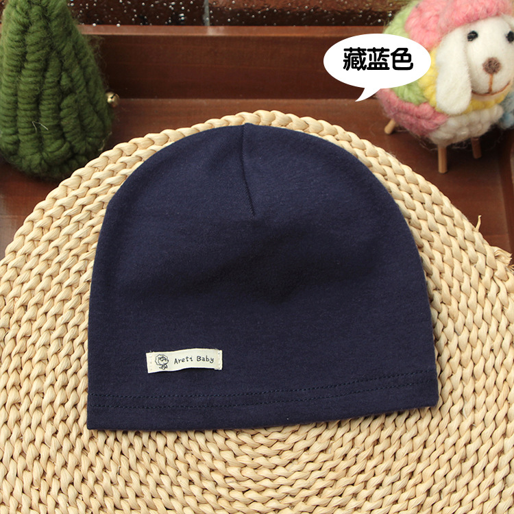 Picture of Single-layer thin spring and autumn children's cotton knitted hat baby hat newborn infant solid color cap