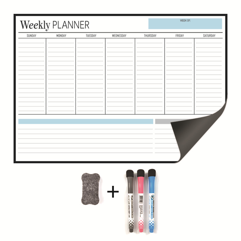 Picture of in stock Whiteboard Erasable Calendar Post suit Weekly Schedule Custom Movable Magnetic Message Board Refrigerator Sticker