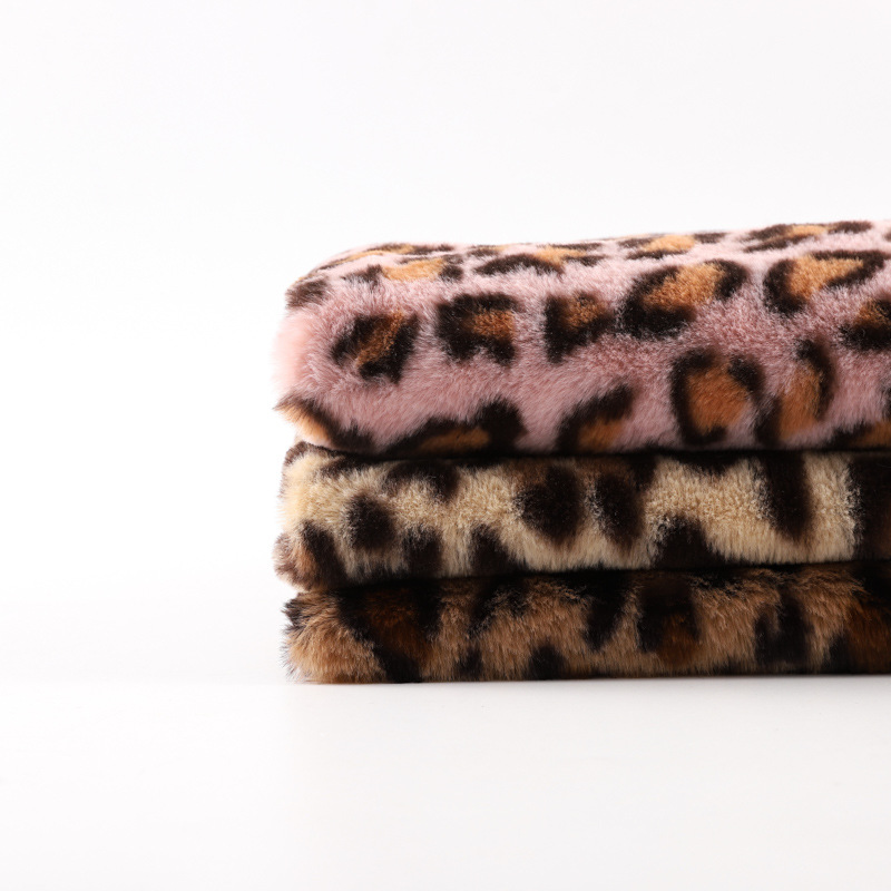 500g polyester rabbit fur leopard print flannel fabric children's coat women's clothing toy shoes and hats fabric