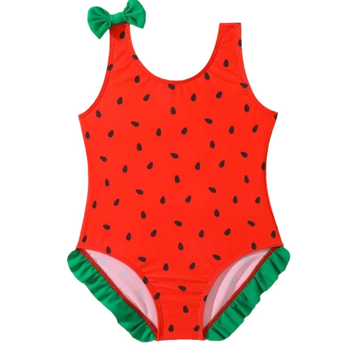 Foreign Trade Baby Girl One-Piece Swimsuit 2024 New Baby Girl One-Piece Swimsuit Hot Spring Shoulders Cross-Border Swimsuit