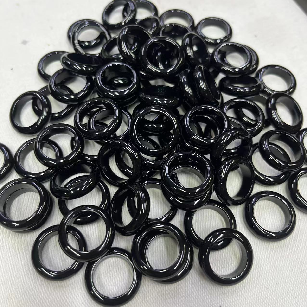 Black agate ring for men and women couple black circle ring