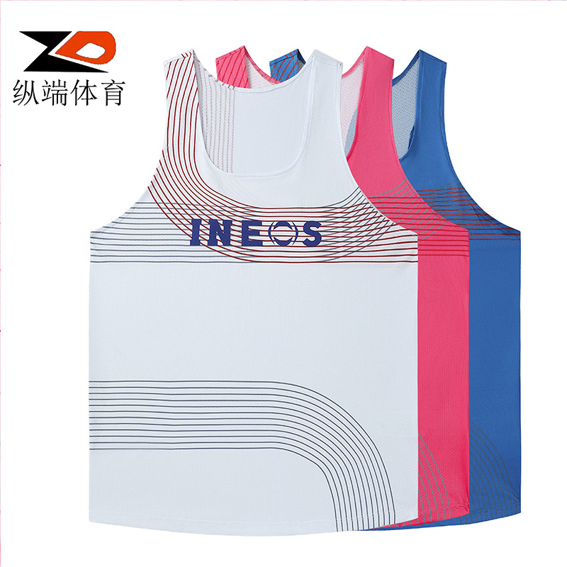 ZD longitudinal end men's track and field marathon running vest sports quick-drying breathable ultra-light mesh training suit
