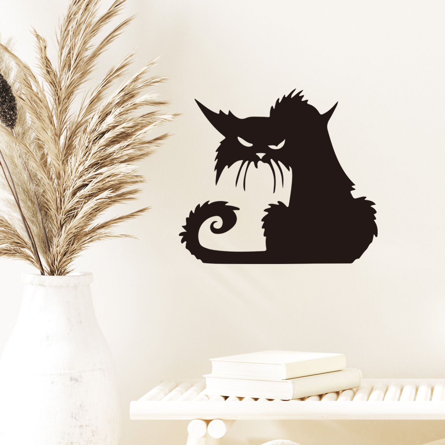 Picture of Carved domineering cat Halloween black cat wall stickers living room bedroom background decoration cross-border removable stickers A201