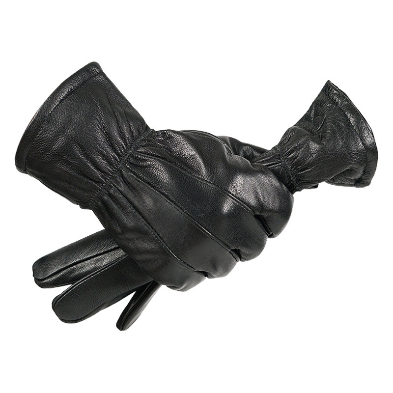 Cross-Border Wholesale New Ski Men's Sheepskin Winter Outdoor Women's Cycling Black Leather Gloves Factory