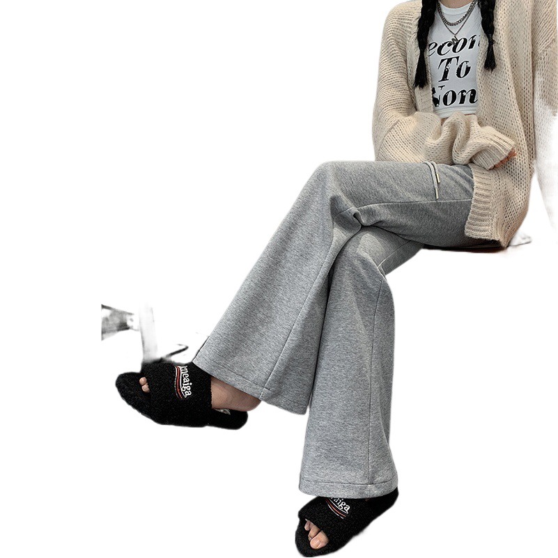 American Style Hot Girl Low Waist Casual Pants Women's New Arrival 2024 All-Match Grey Yoga Pants for Autumn Slim Look Spotless Pants