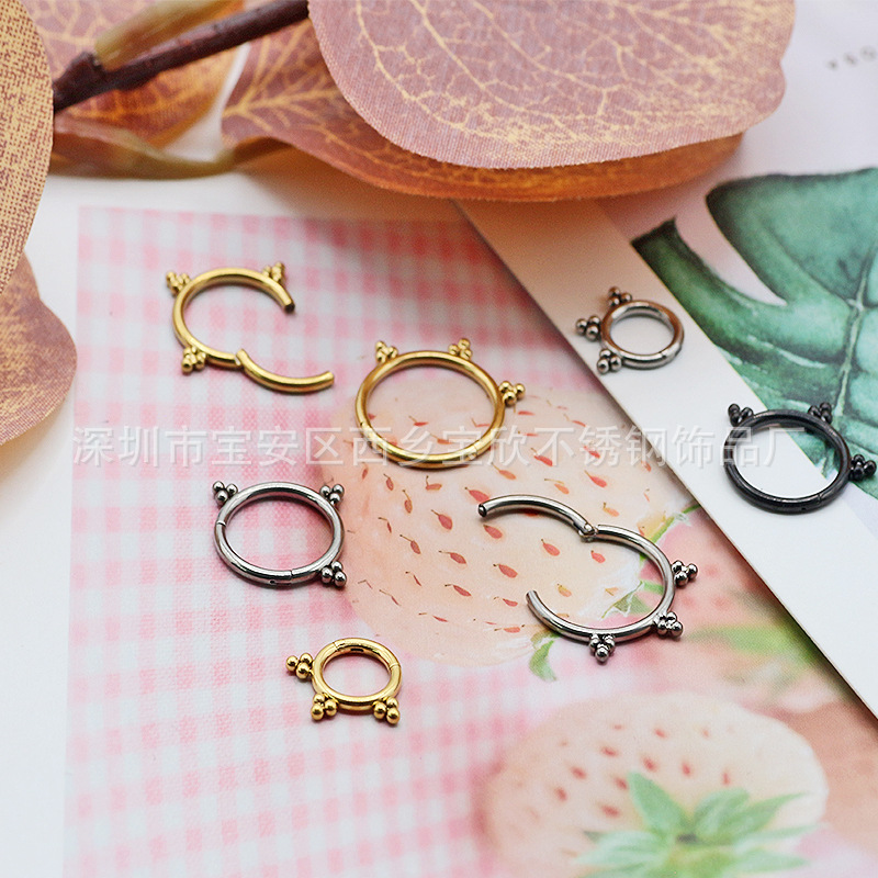 Picture of G23 titanium alloy earrings male nose ring implant grade nose ring golden lip ring European and American puncture jewelry women wholesale