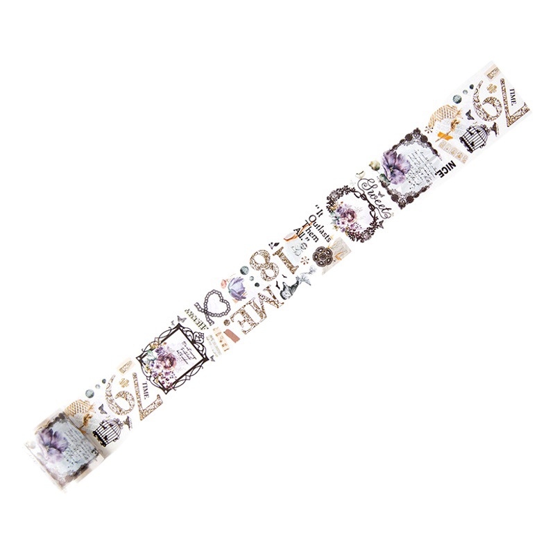 Yanji PET tape lace Dark Night Song series DIY Journal decoration material loop stickers 6 options