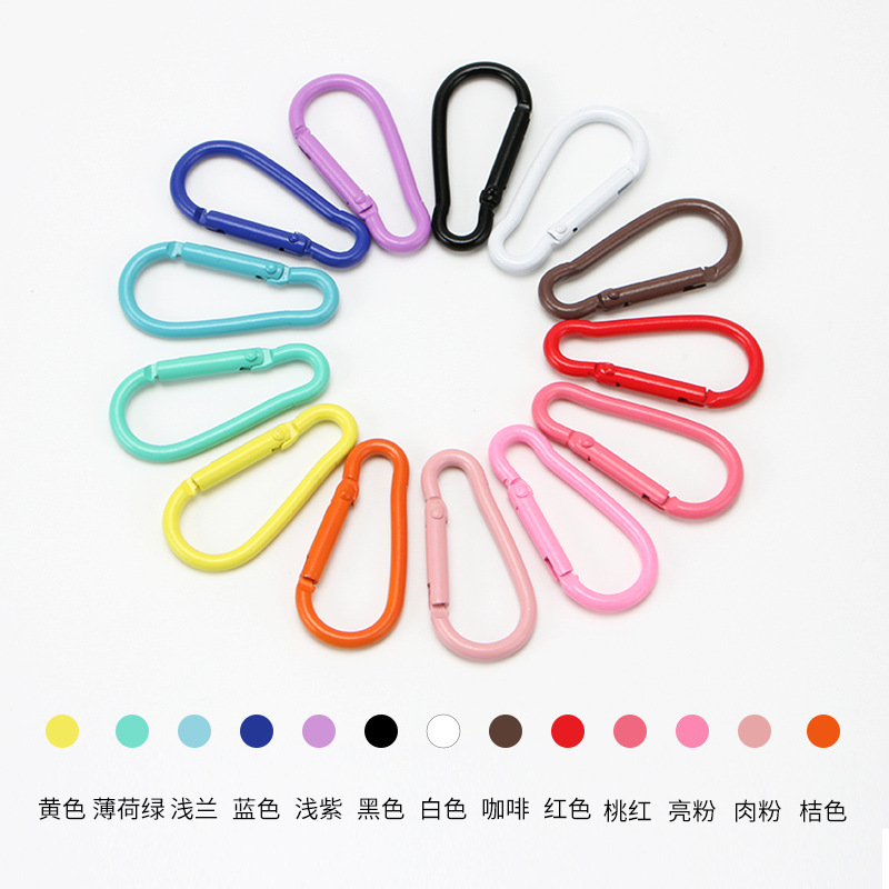 Picture of Factory wholesale color alloy quick-hanging buckle paint macaron yellow keychain gourd-shaped D-shaped carabiner