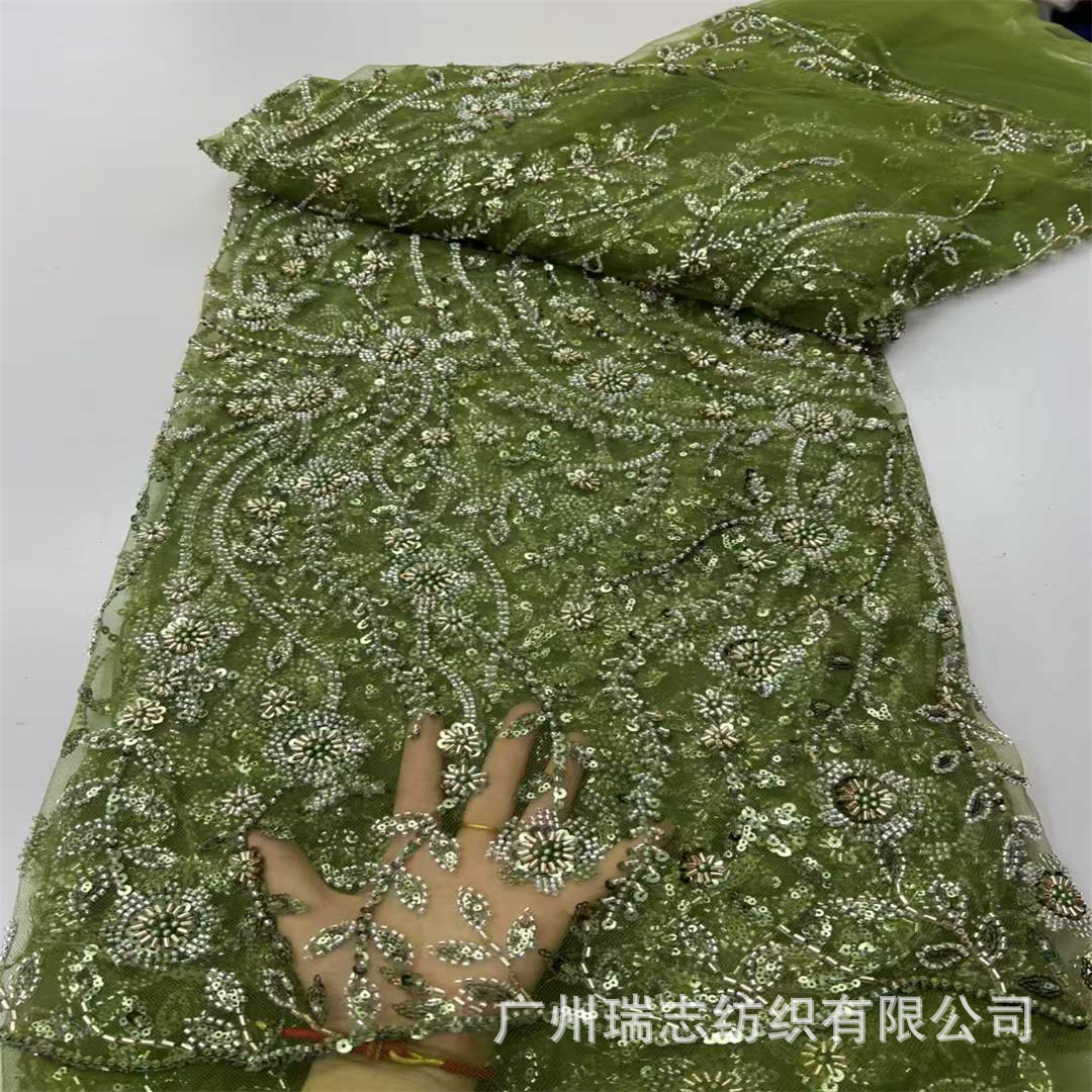 Picture of Full-Width Sequin Embroidered Fabric Lace Ethnic Lace Fashion Banquet Dress Fabric Embroidery Lace