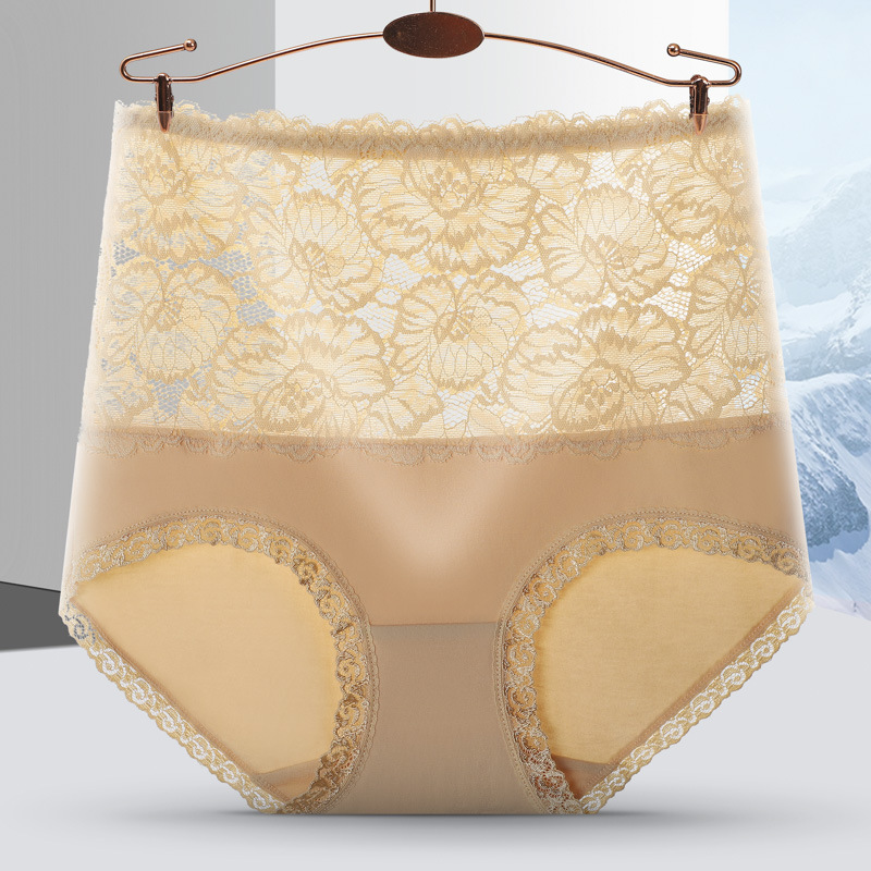 Picture of High-Waisted Lace Underwear for Women, Butt Lifting Pants for Women, Pure Cotton Crotch Fat Mm, Large Size Briefs for Women