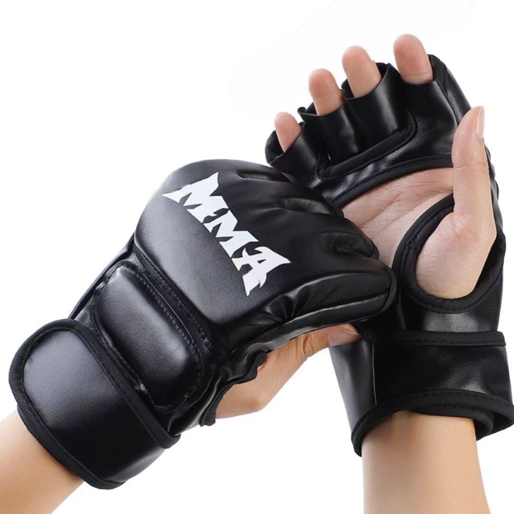 Picture of Adult Children's MMA Half Finger Boxing Gloves Thickened Sanda Fitness Sandbag Fighting Fighting Finger Leakage Knuckles