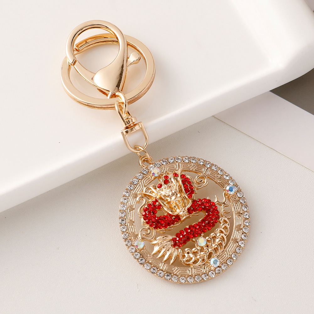 Picture of Twelve Zodiac dragon Alloy New Creative Chinese Style Dragon keychain metal dragon car ornaments birthday year gift