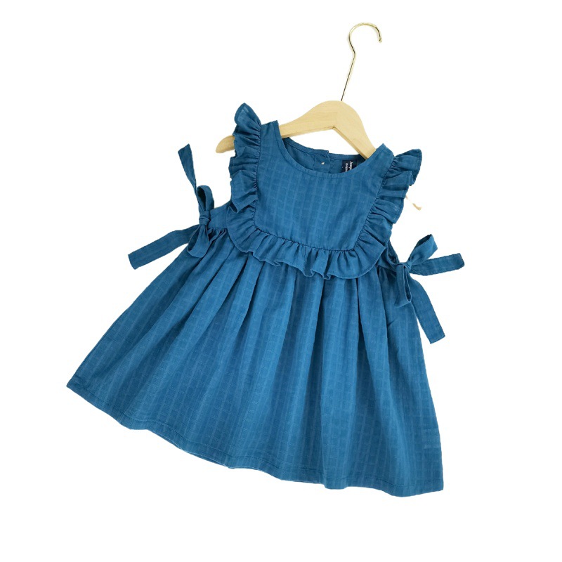 Girls Baby's Korean Style Summer New Dress ins Cute Ruffled Filipino Sleeve Sweet Bow Princess Dress