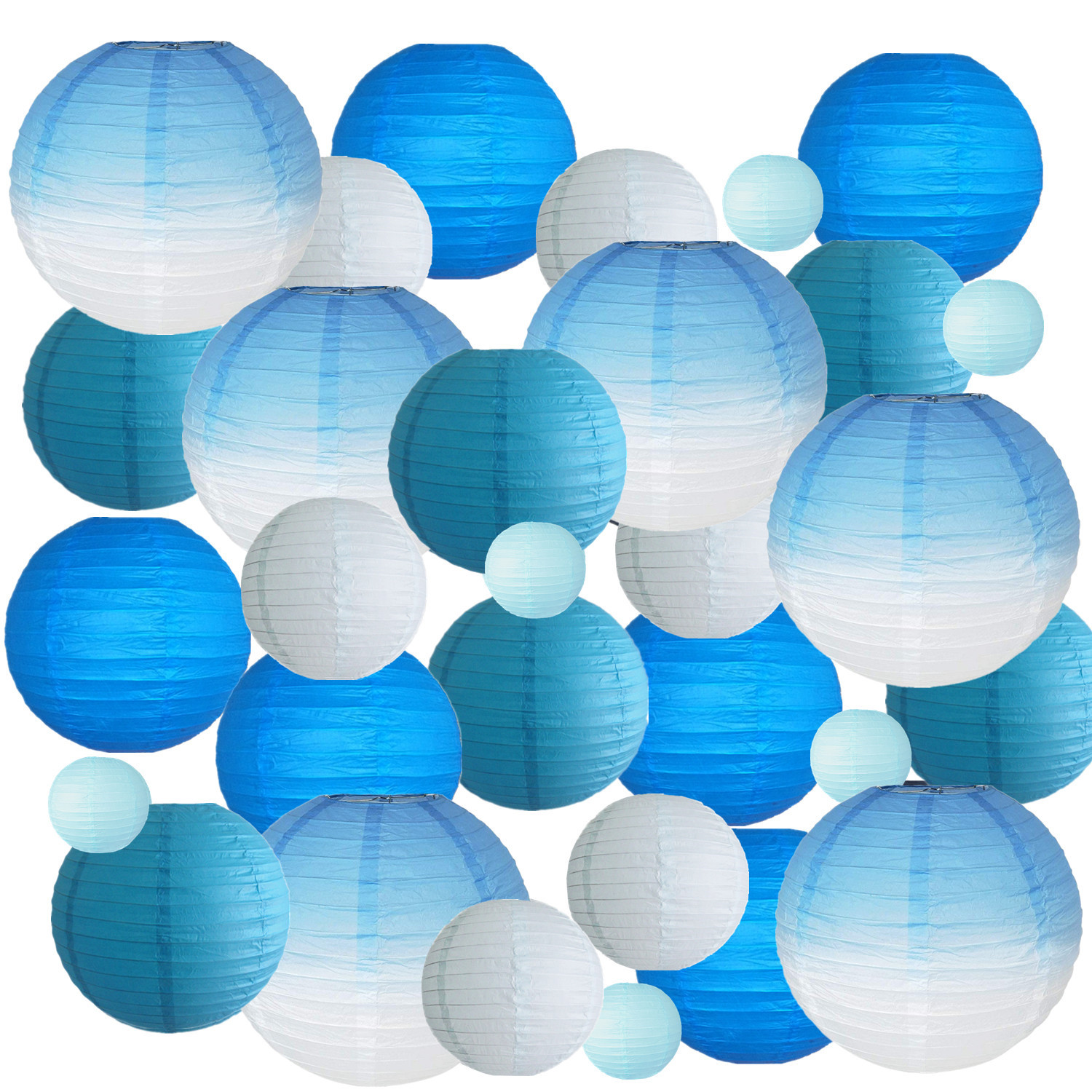 Picture of Spring, Summer, Autumn and Winter Colorfulful Paper Lanterns Round Foldableable Paper Art Combination Set Hanging Lanterns