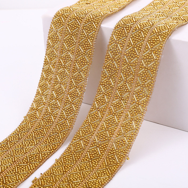 Golden Tube Beads Gem Lace Hot Drill Rubber Drill Net Drill DIY Wedding Gift Shoes Hat Clothing Decoration Accessories
