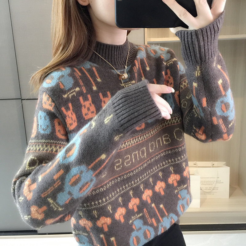 Picture of Women's sweater autumn and winter 2024 new women's clothing popular fashionable half turtleneck lazy style bottoming shirt trendy