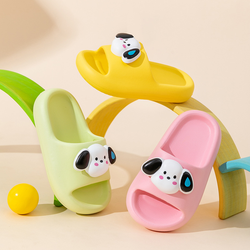 Slip-on Slippers for Summer Wearing Children's Home Bathroom Non-slip Cute Three-dimensional Carto Dog Thick Bottom Slippers