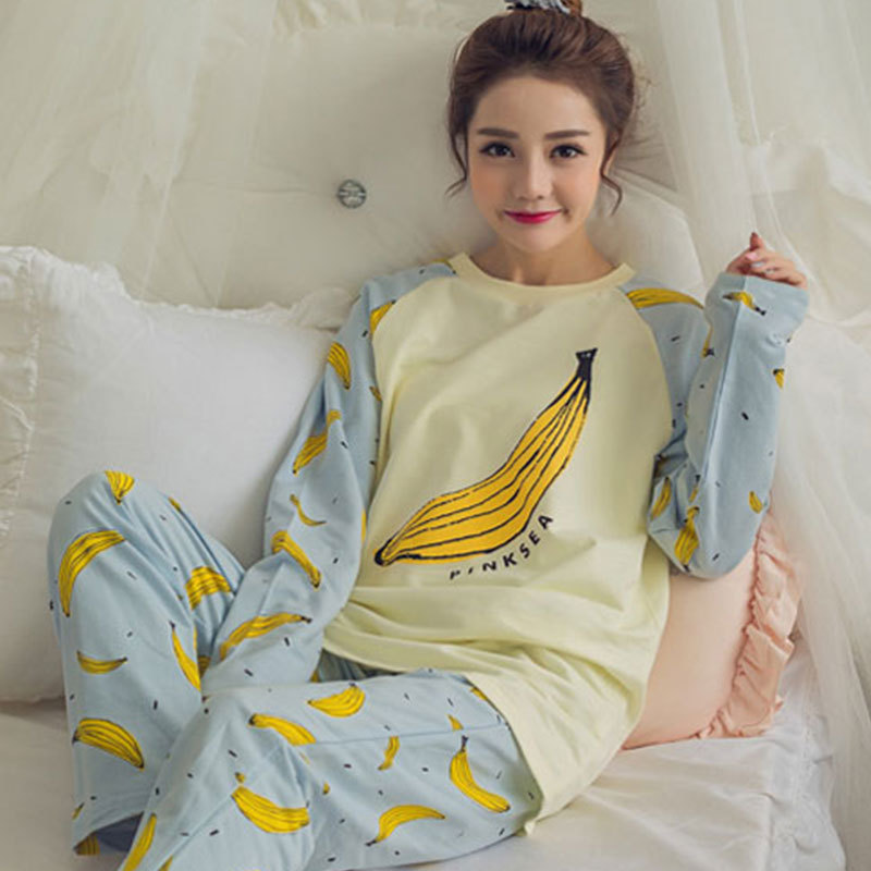 Picture of Wholesale spring and autumn winter pajamas women's thin long sleeve trousers cartoon cute wind small student home clothes suit
