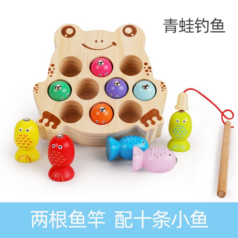 Picture of cpc children's educational toys magnetic kitten fishing games concentration training wooden fishing magnetic toys