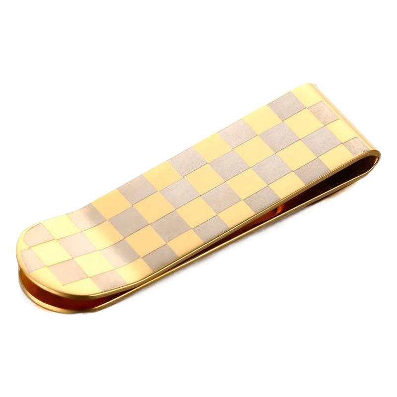 Titanium steel wallet spot wholesale 53mm stainless steel Plaid wallet gold business men's jewelry MC-027