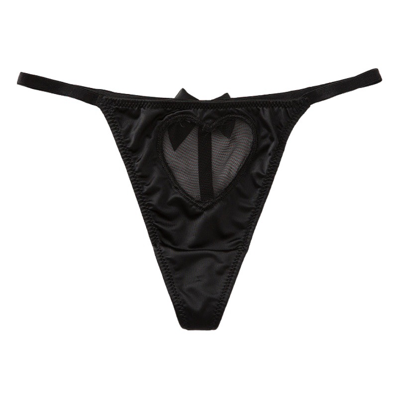 Sexy Breathable Ice Silk Women's Thin Belt Underwear Traceless Low Waist Love Embroidered thong One Line