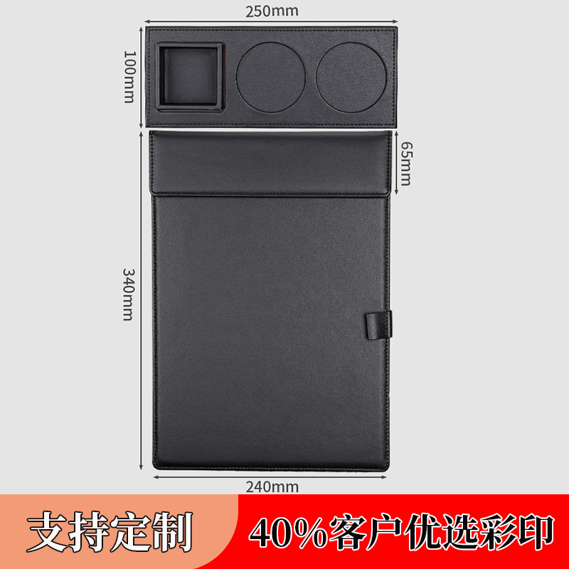 Picture of Leather A4 Conference Pad Board Black File Pad Board Hotel Conference Pad Notes Clip Writing Board Business Office