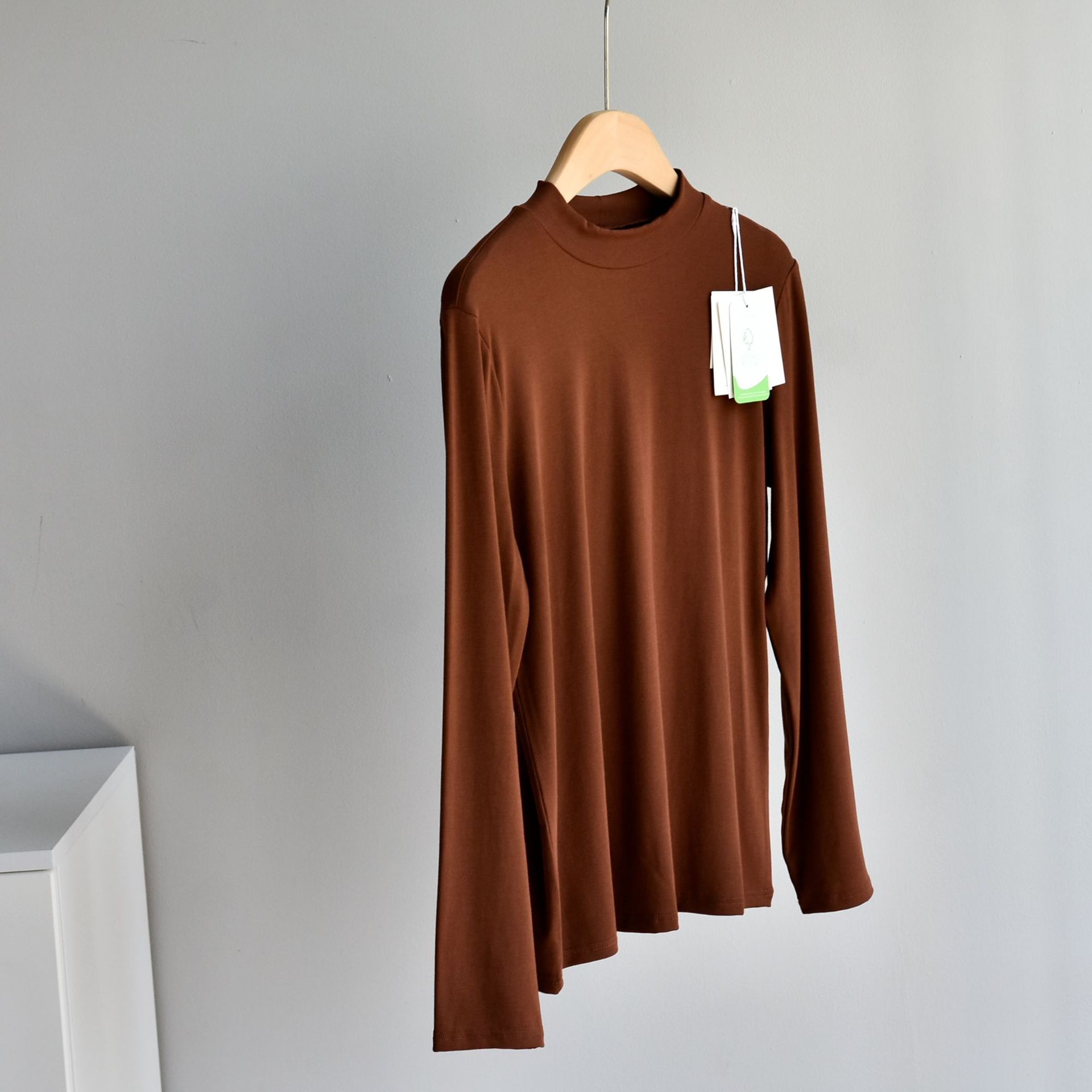 Picture of [Every Shirt with Middle Collar] Autumn Women's Clothing Boutique New Eco Silk Mid-Collar High-Count High-Density Women's Clothing Very Thick Bottoming Shirt
