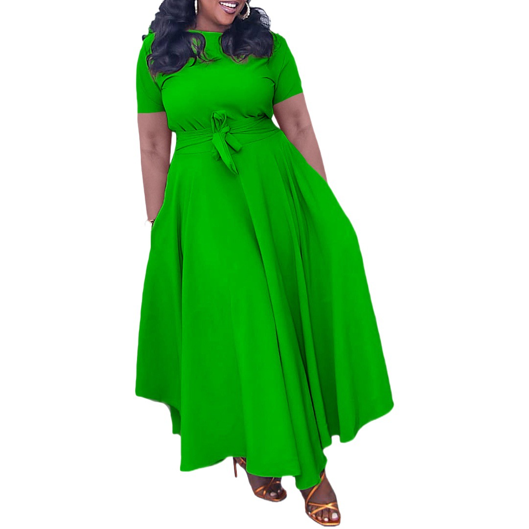 D3184 Cross-Border Women's Clothing 2023 Summer New Fashion Elegant Strap African European and American Large Size Export Dress