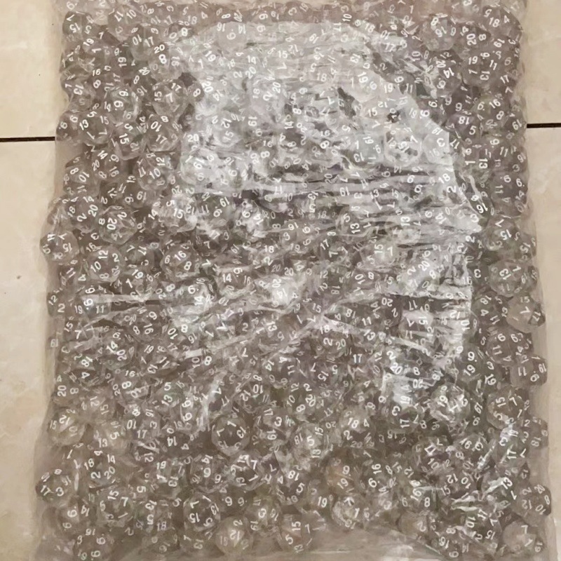 Picture of Hot sale 20-sided dice transparent dice acrylic transparent dice various sizes multi-sided dice factory direct sales