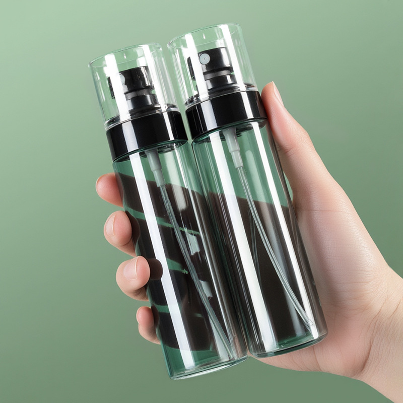 in stock 120ml Transparent Black Spray Bottle Fine Mist Toner Pet Plastic Cosmetic Sub Bottle Spray Bottle