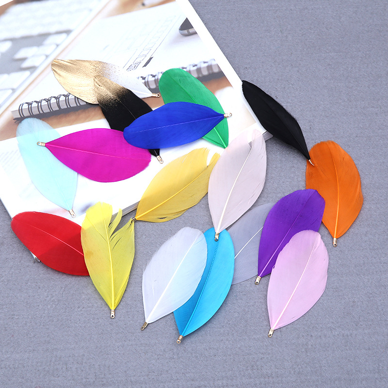 Supply spot handmade color clip hard floating feather goose feather Diy feather kindergarten handmade jewelry materials