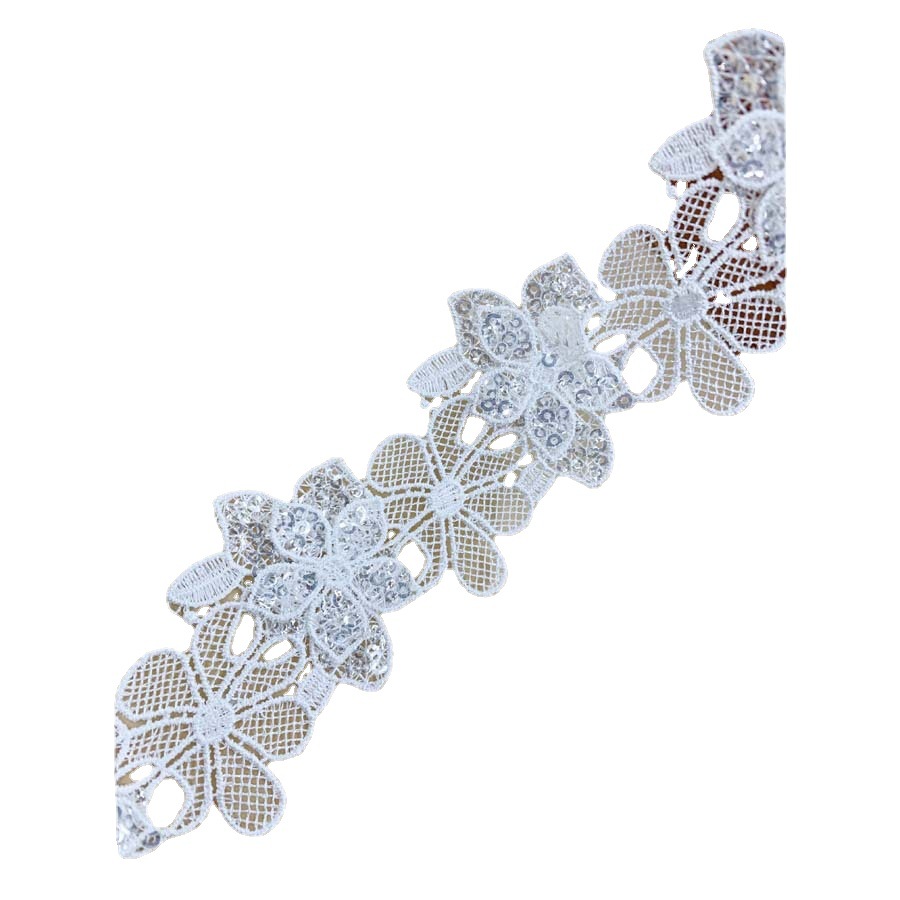 Polyester barcode home accessories wave in stock wholesale embroidered lace garment accessories water soluble beads three-dimensional lace