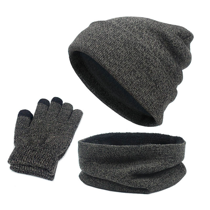 Picture of Foreign Trade Cross-Border Velvet Three-Piece Set Aliexpress Amazon Ebay Warm Suit Winter Hat Scarf Touch Screen Gloves