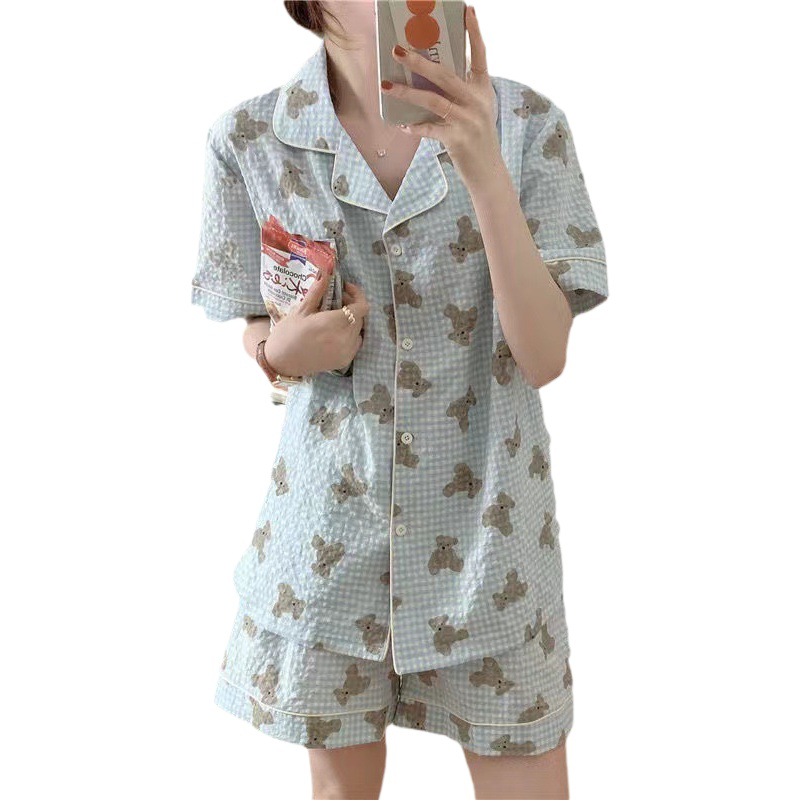 Cartoon Pudding Dog Korean Cross-border Pajamas Women's Summer Short-sleeved Shorts Student Cute Summer Casual Home Clothes