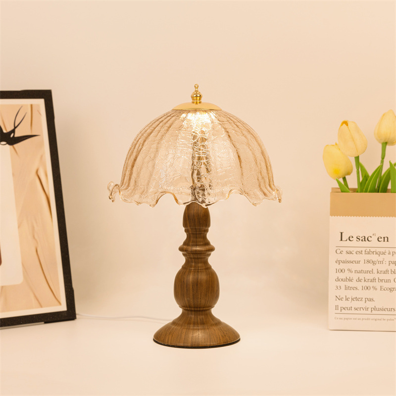 2025 Ancient Style Table Lamp Bedroom Bedside Lamp Retro High-Level Walnut Ambient American Night Light