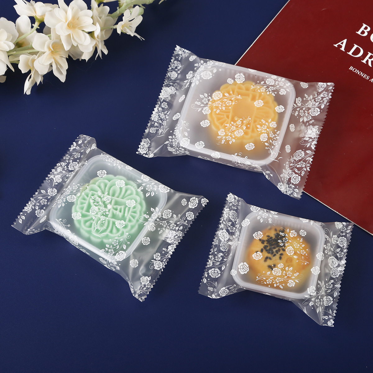 New Flower Frosted Machine Sealing Bag Snowflake Pastry Independent Small Packaging Bag Candy Flower Tea Moon Cake Middle Sealing Bag Wholesale