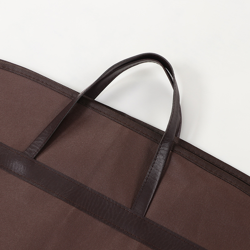 Picture of Brown vintage non-woven suit bag hanging clothes dustproof zipper clothing wedding dress storage bag can be printed LOGO wholesale