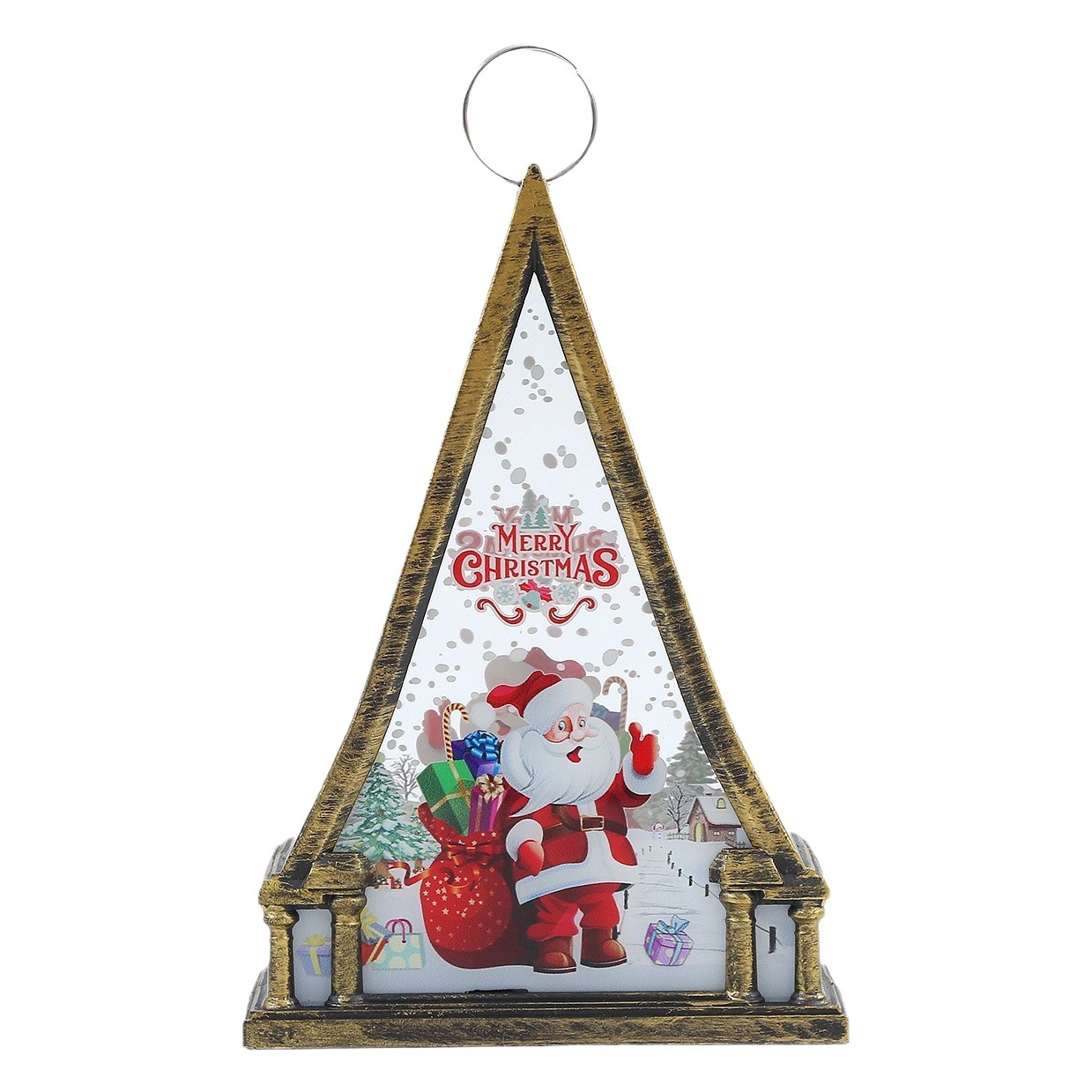 Cross-border new Christmas decoration triangle Christmas Cottage small house Micro landscape luminous snow house decoration gift