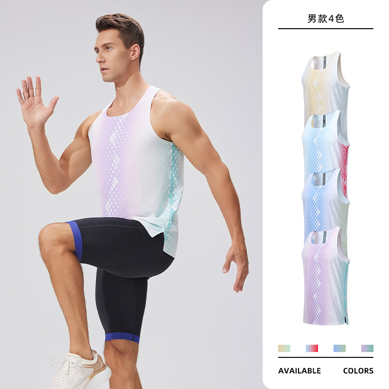 Summer New Sports Vest Men's Sleeveless Printed Fitness Vest Tennis Running Breathable Lightweight Quick-Drying Vest