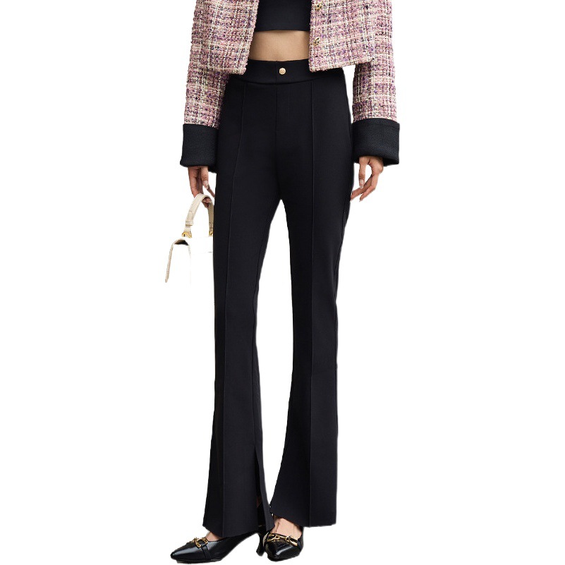 Spring and Summer Split Micro-Lara Pants Women's High Waist Stretch Slim-Fit Slimming Small Casual Flared Pants