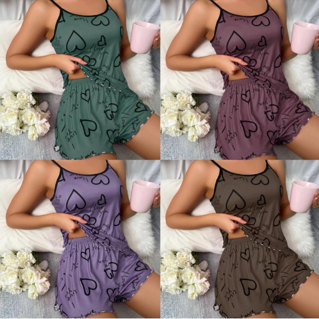 Southeast Asia summer sexy suspender shorts pajamas summer two-piece set plus size Spring and Autumn women's pajamas home wear suit