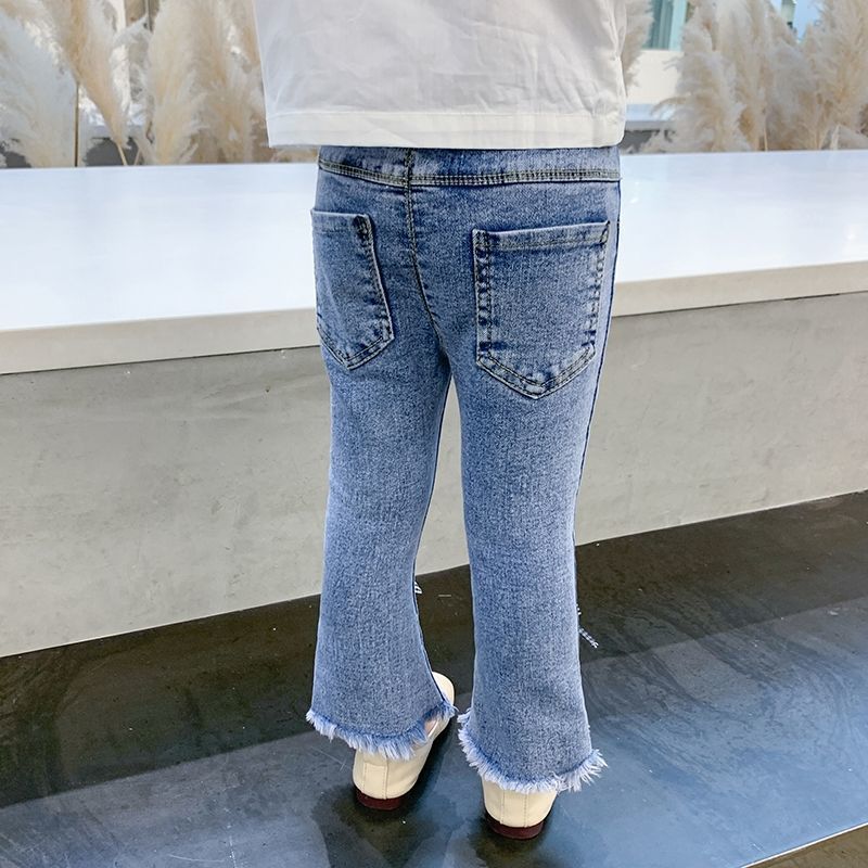 Picture of Girls' Pants Korean Jeans Women's Micro Denim Pants Fashion Split Stretch Girls' Spring and Autumn Jeans