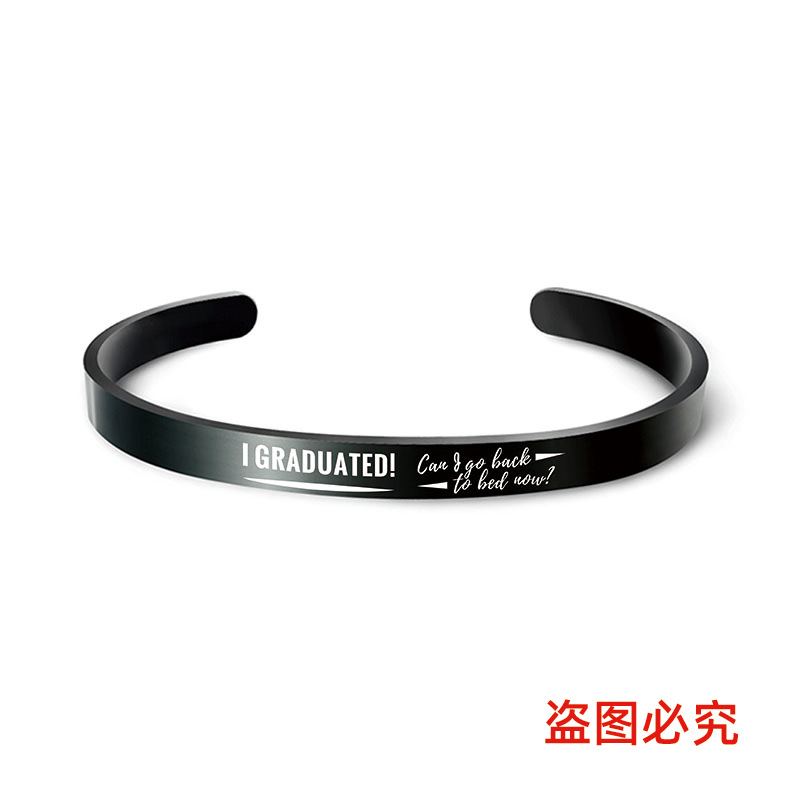 Picture of Bracelet European and American Cross-Border Stainless Steel Bracelet 2025 Graduation Season Doctor's Hat Holiday Gift Engraved Titanium Steel Bracelet