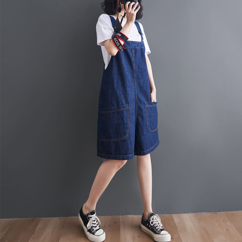 Fresh 2024 Summer New Korean Style Loose Fashion Shows Young Heavy Industry Denim Strap Pants Wide Leg Pants for Women