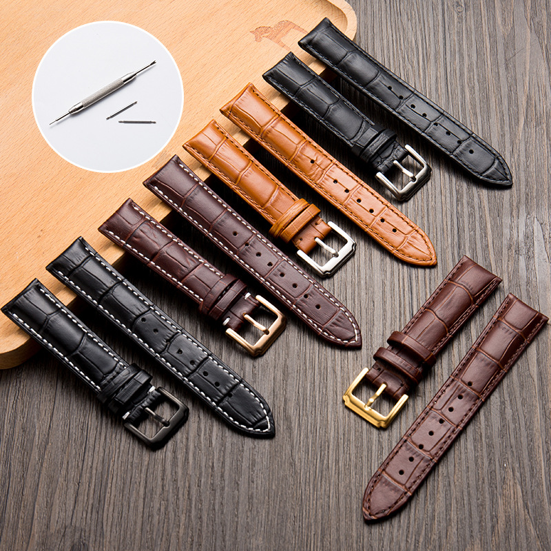 Picture of Top layer leather strap spot wholesale high quality calfskin pin buckle watch strap accessories unisex