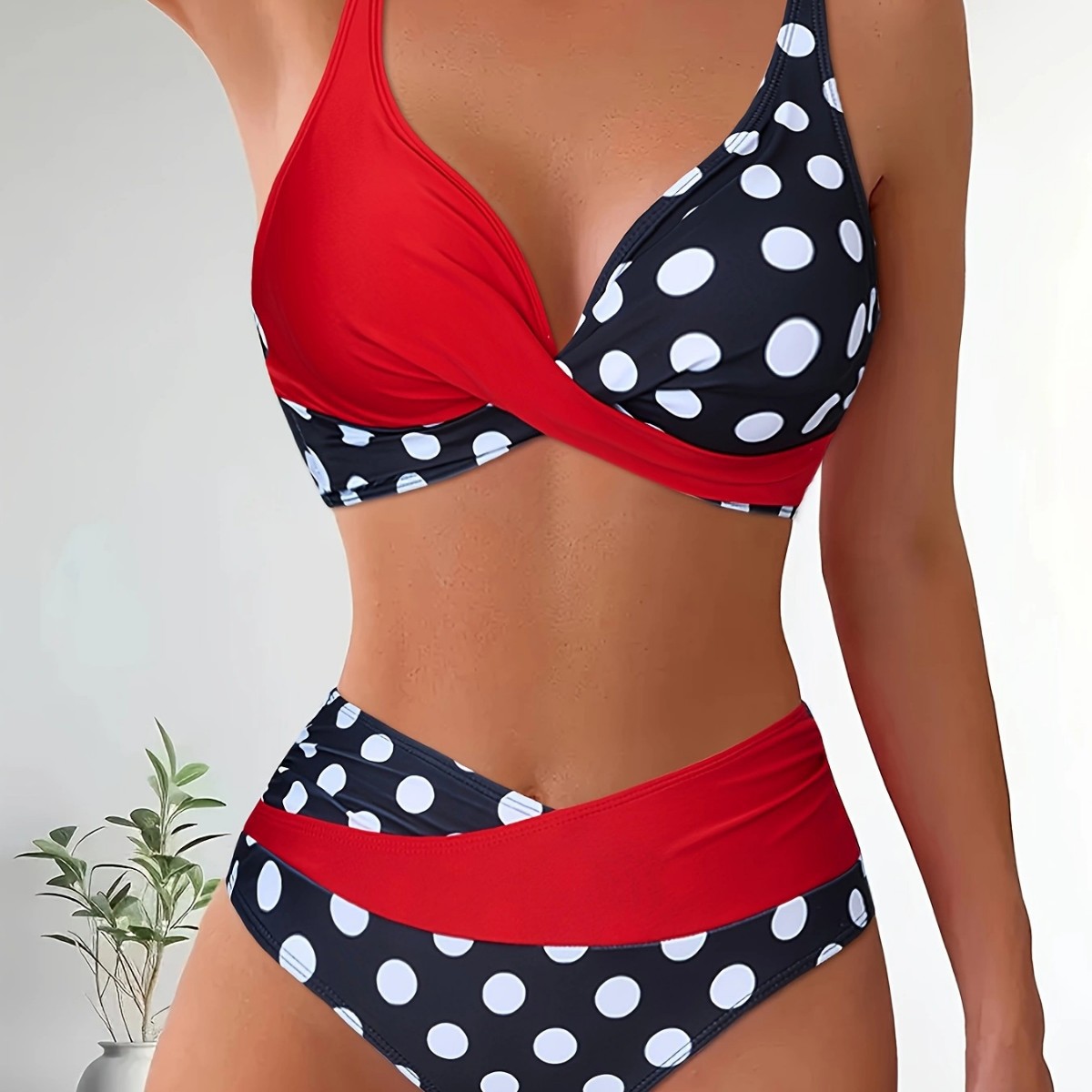 European and American Cross-border New in stock Swimsuit Women's Sexy Slimming Backless Strap Printed Briefs Bikini Bikini